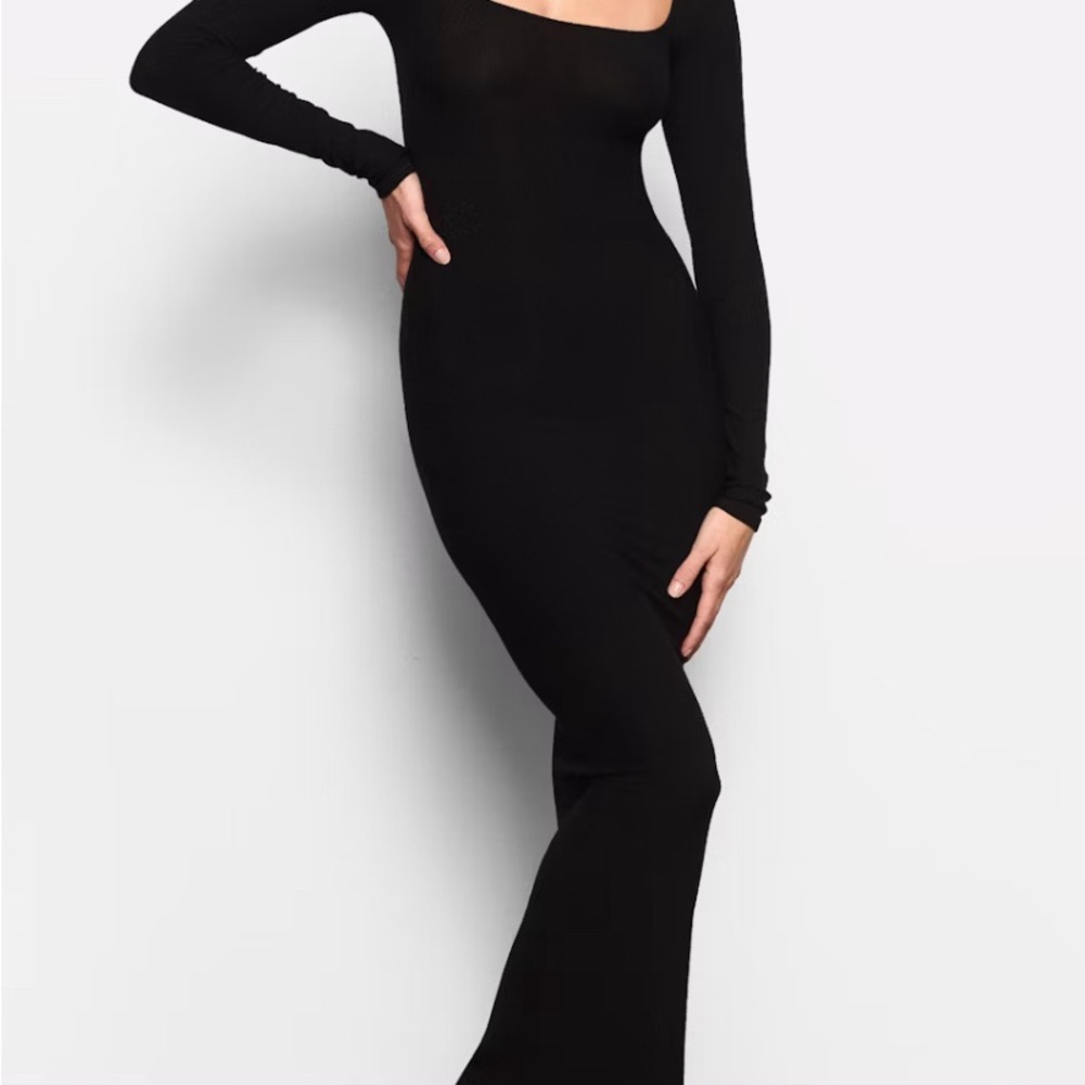 SKIMS Black Long Sleeve Dress